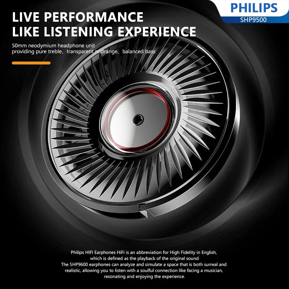 Philips SHP9500 Over-Ear HiFi Stereo Kopfhörer – Offenes Design – Schwarz - EDV-Outlet