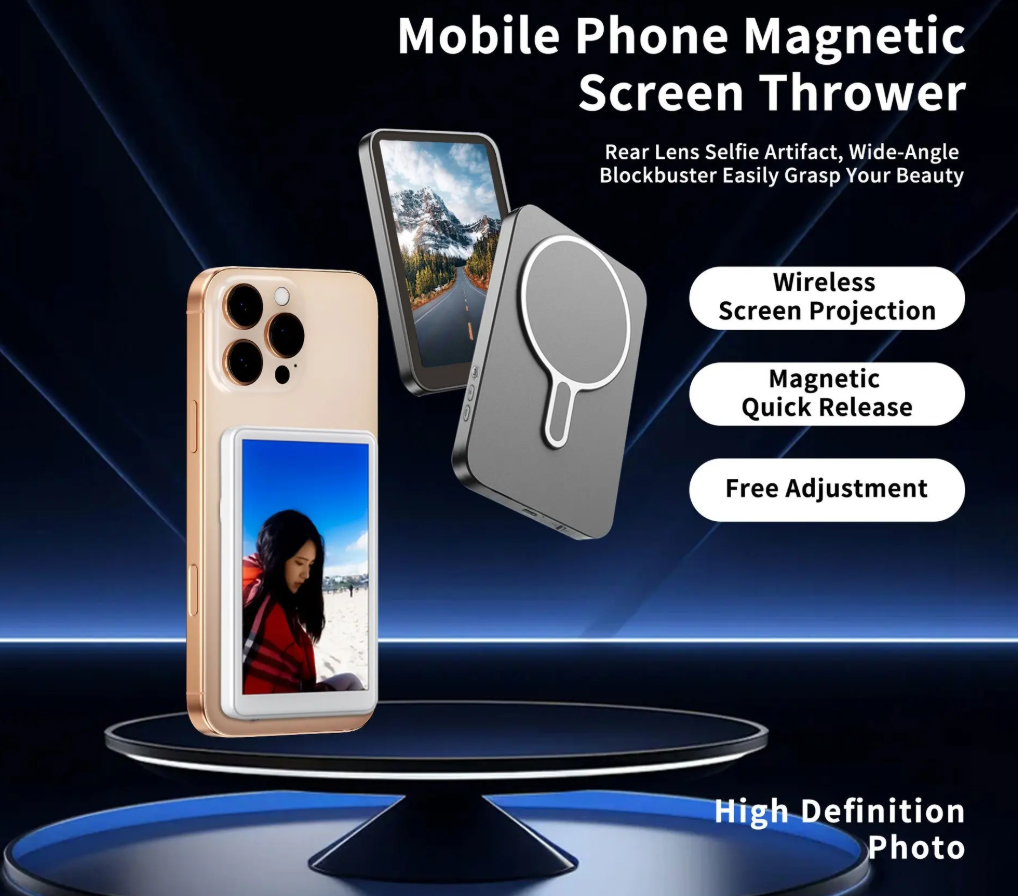 Magnetischer Handy Selfie-Monitor – Smartphone Rückkamera-Screen für Selfies, Vlogs & Livestream
