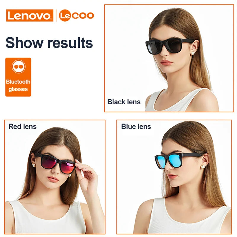 Lenovo Lecoo C8 Smart Brille Musik Lautsprecher Headset drahtlose Bluetooth Sonnenbrille Outdoor Sport Kopfhörer UV-Schutz - EDV-Outlet