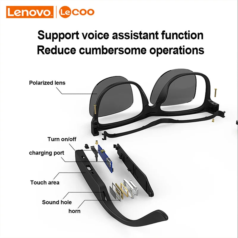 Lenovo Lecoo C8 Smart Brille Musik Lautsprecher Headset drahtlose Bluetooth Sonnenbrille Outdoor Sport Kopfhörer UV-Schutz - EDV-Outlet