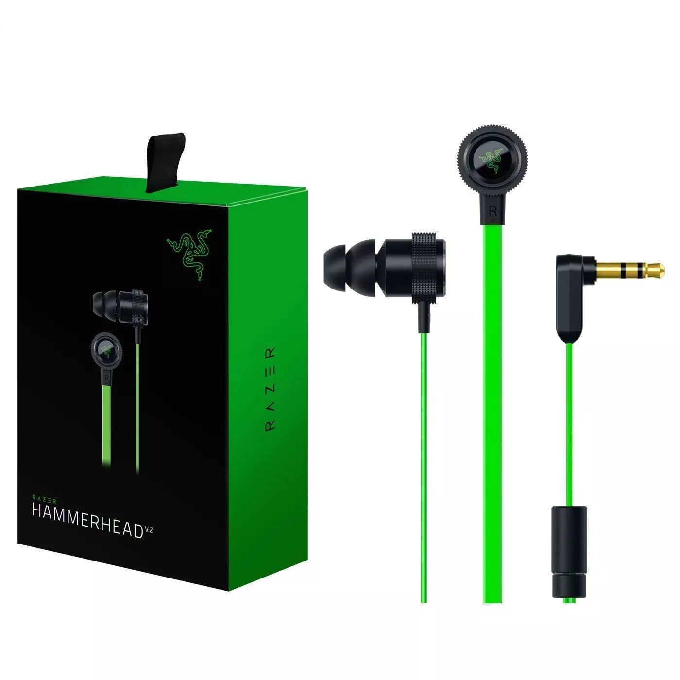 Razer Hammerhead Pro V2 In-Ear Gaming Kopfhörer 3.5 mm Anschluss Grün - EDV-Outlet
